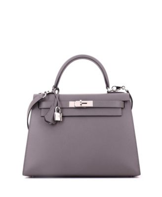 Kelly 28 Handbag Grey Epsom with Palladium Hardware