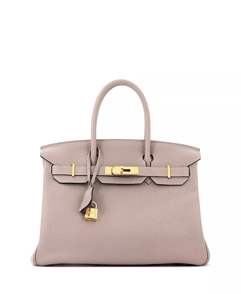 Pre-Owned HERMES Birkin 30 Handbag Grey Togo with Gold Hardware