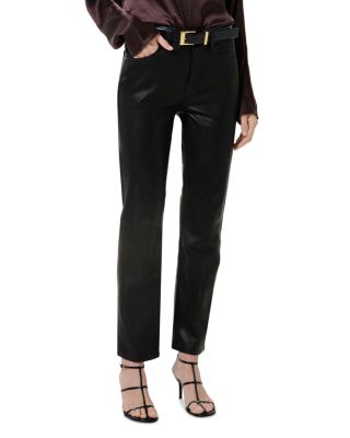 Savannah Leather Cigarette Jeans in Black