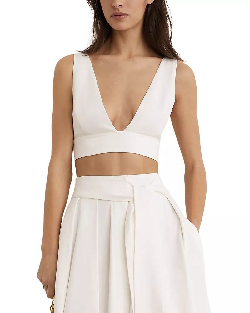 Reiss Simone Cotton Cropped Tie Back Top