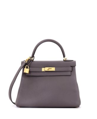Kelly 28 Handbag Grey Togo with Gold Hardware