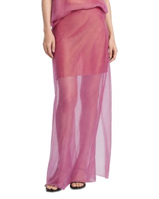 Harlan Cupro Organza Sheer Layered Maxi Skirt