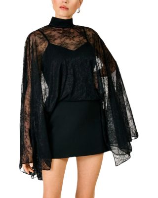 Line & Dot Evangeline Sheer Lace Cape Mini Dress