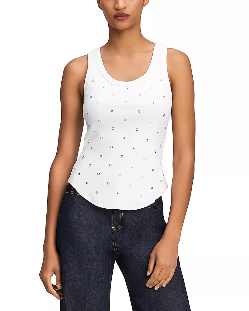 Cinq a Sept Quenta Grommet Stretch Cotton Tank
