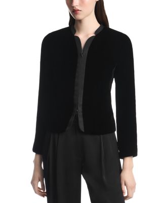 Zip Front Velvet Blazer