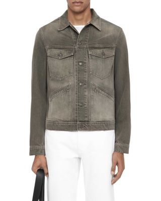 Regular Cotton Trucker Jean Jacket in Khaki Grey