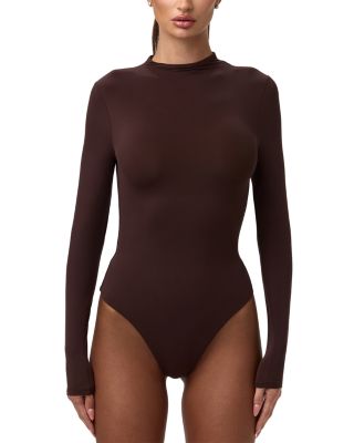 Mock Neck Long Sleeve Thong Bodysuit