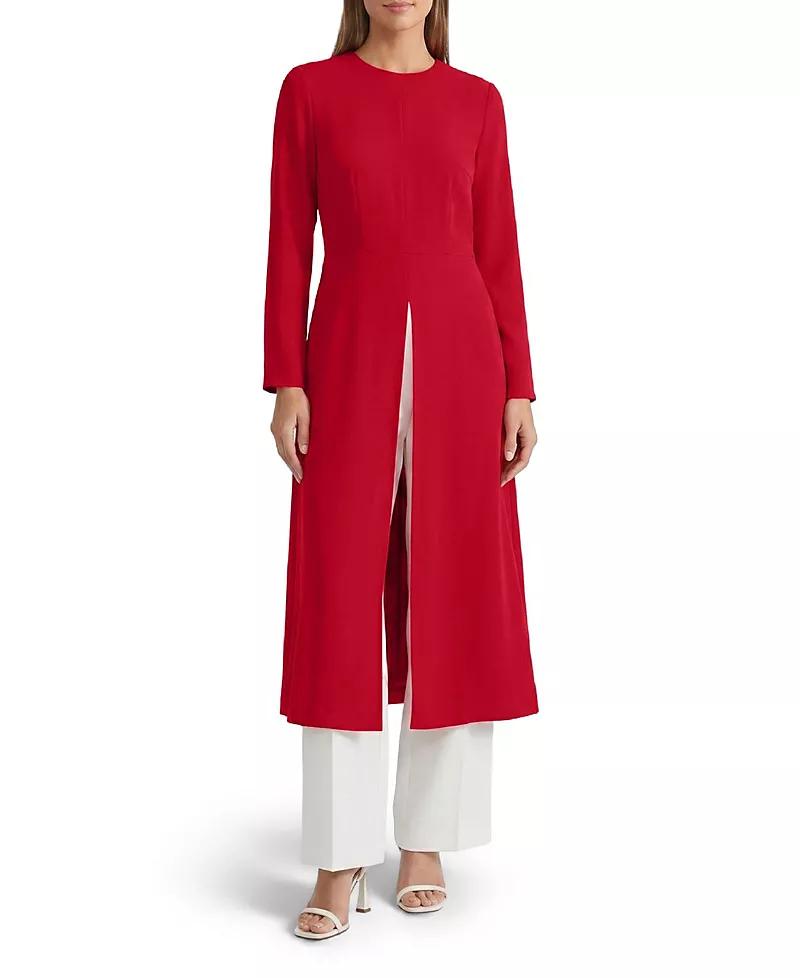 Ming Wang X Anna Marie Modern Longline Slit Blouse