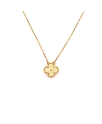 Pre-Owned Van Cleef & Arpels Vintage Alhambra Pendant Necklace Guilloche 18K Gold, 16.25