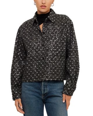 Fifteen Twenty Allora Cotton Blend Sequin Shirt