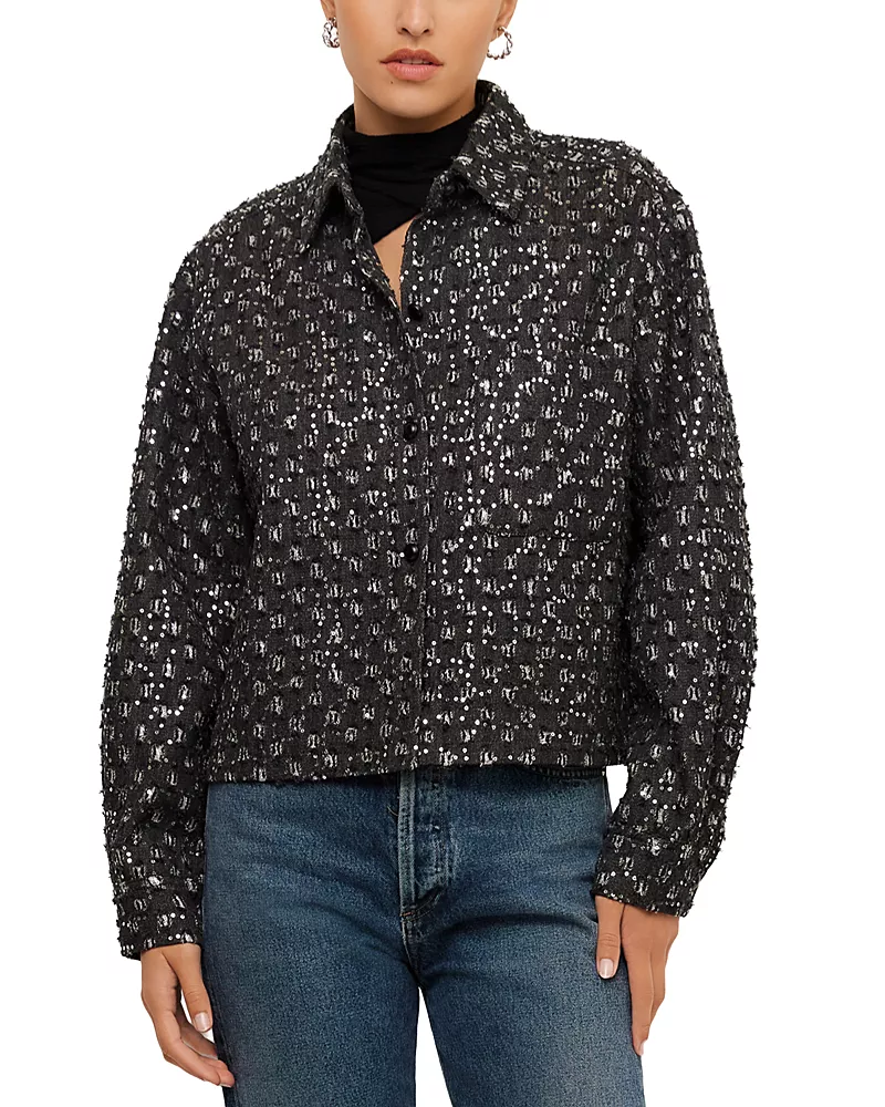 Fifteen Twenty Allora Cotton Blend Sequin Shirt