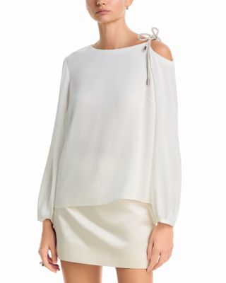 Rory Stretch Silk Embellished Off-the-Shoulder Top