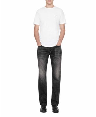 Cotton Slim Straight Fit Jeans in Washed Black