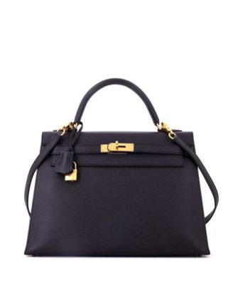 Kelly 32 Handbag Black Epsom with Gold Hardware