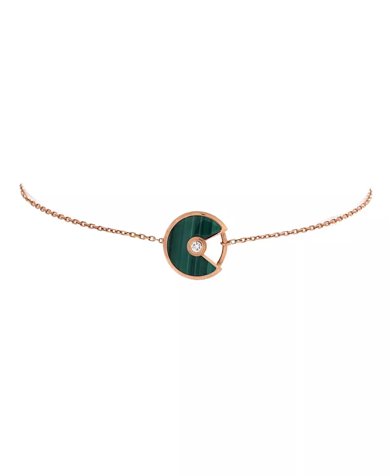 Pre-Owned Cartier Xs Amulette de Cartier Bracelet 18K Rose Gold with Diamond and Malachite