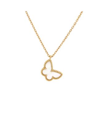  Sweet Alhambra Butterfly Pendant Necklace 18K Gold and Mother of Pearl, 15.75"