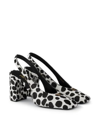  Women's Printed Calf Hair Leather Slingback Pumps