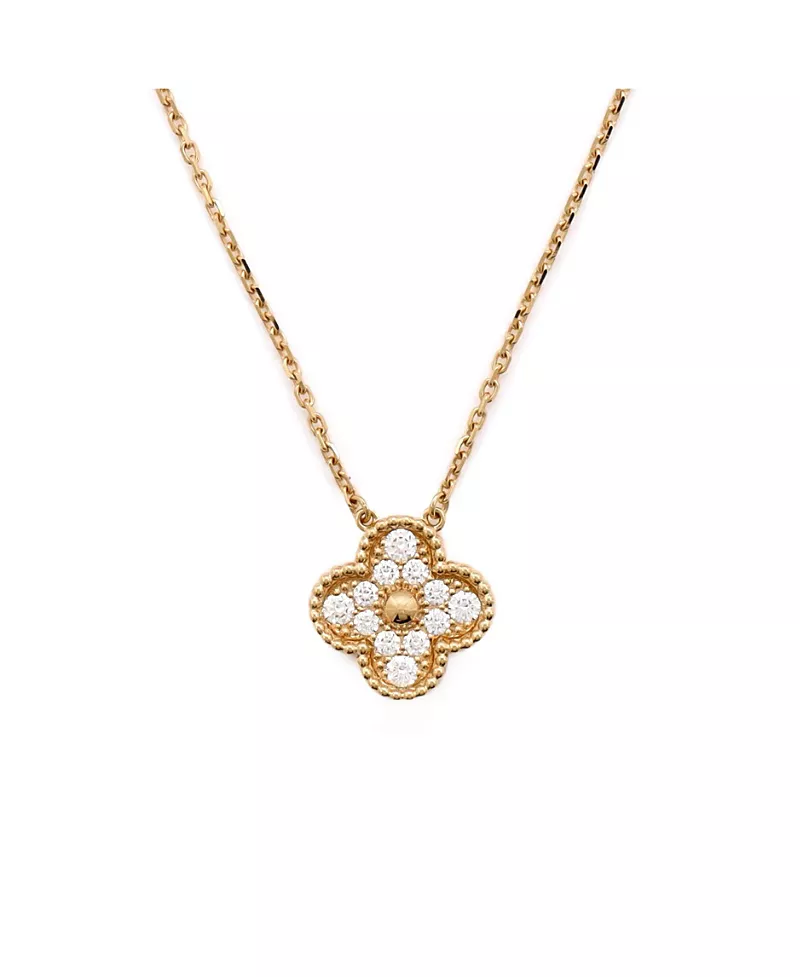Pre-Owned Van Cleef & Arpels Vintage Alhambra Pendant Necklace 18K Gold and Diamonds, 16.5