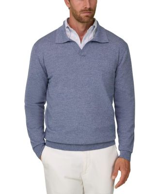 Boggi Milano Knitted Merino Wool Cashwool Mouline Polo Shirt