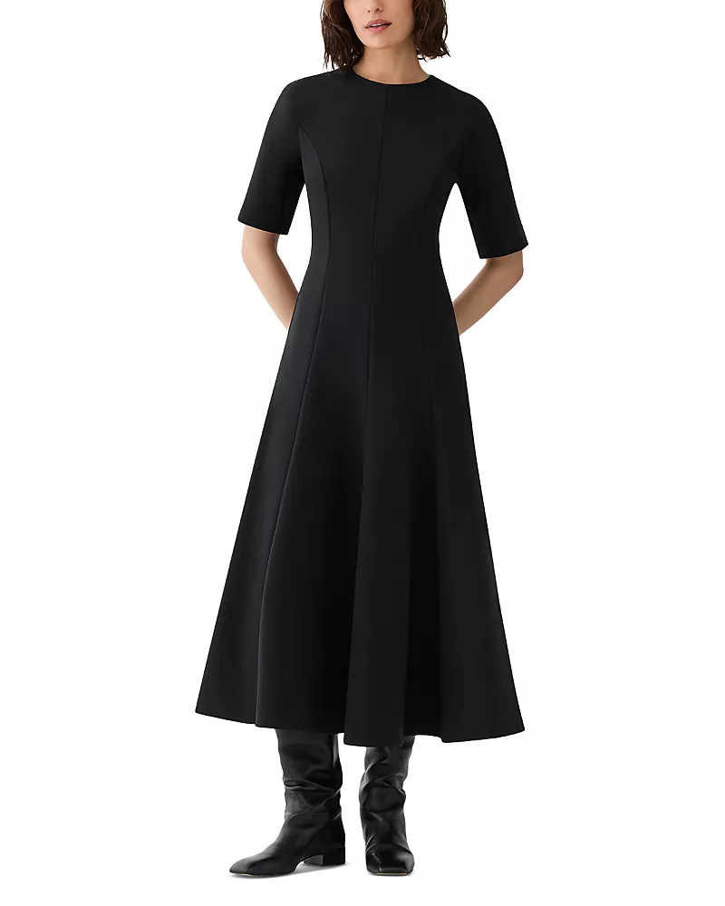 Lafayette 148 New York Short Sleeve Fit and Flare Maxi Dress