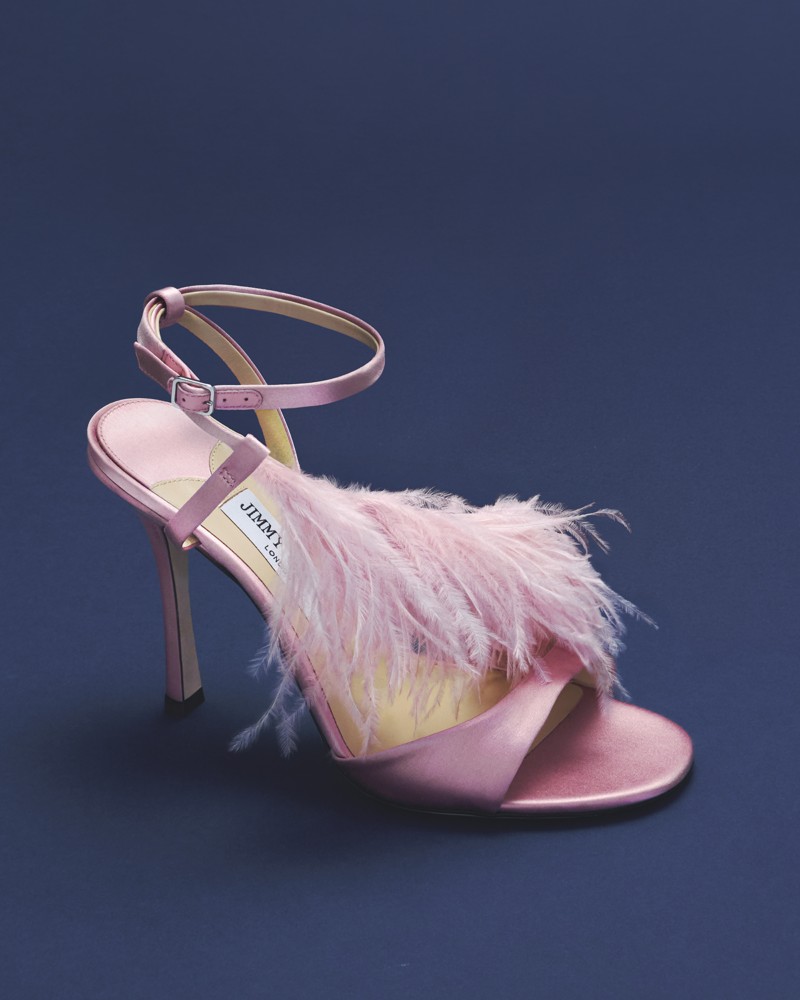 NEW! Jimmy Choo Women's Lula 100 Satin Feather Stiletto Sandals - Exclusive by Bloomingdale's