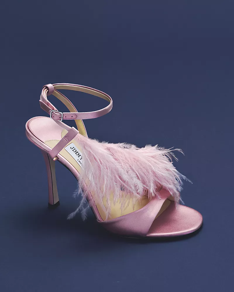 Jimmy Choo Women's Lula 100 Satin Feather Stiletto Sandals - Exclusive