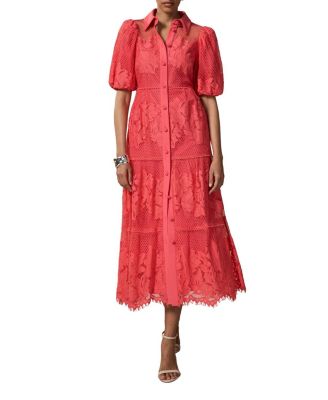  Women's Lace Midi Shirt Dress