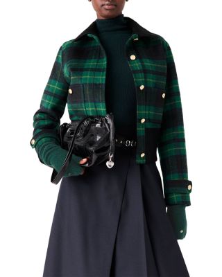 Bloppalo Velvet Collar Plaid Jacket 