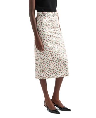  Printed Silk Duchesse Midi Skirt