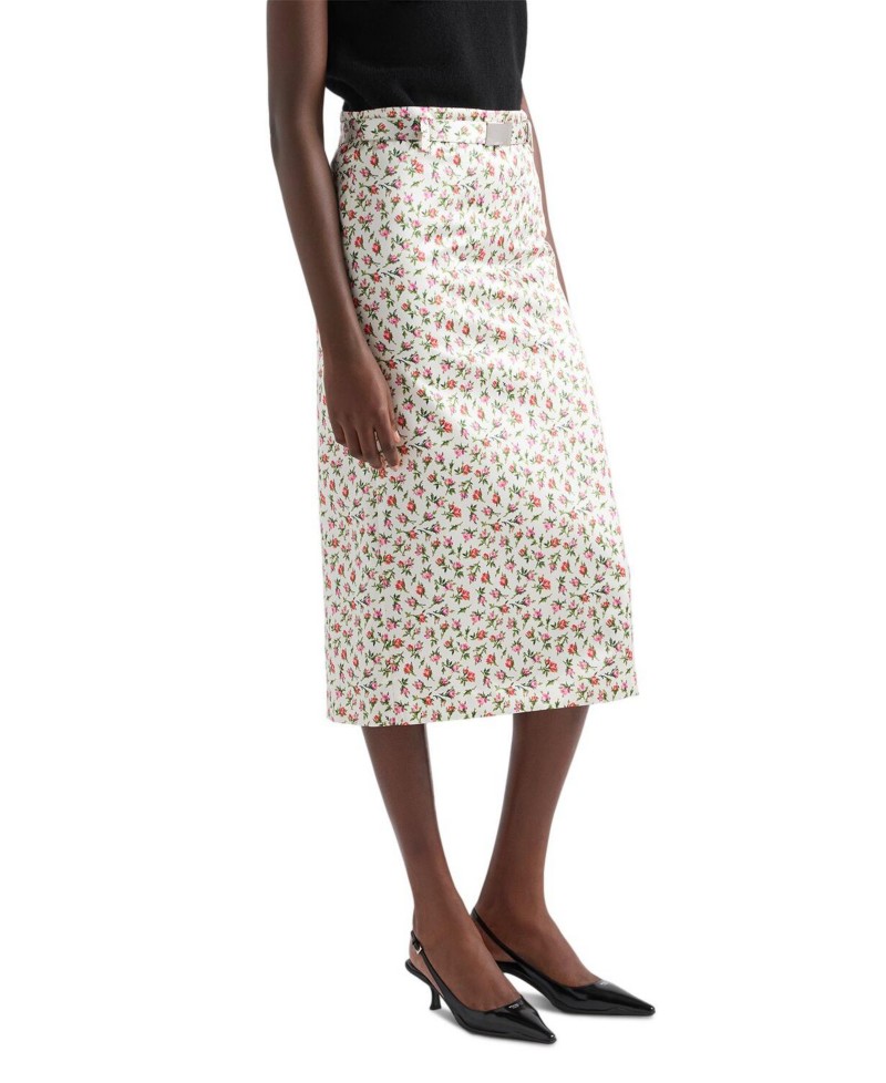 NEW! Prada Printed Silk Duchesse Midi Skirt by Bloomingdale's