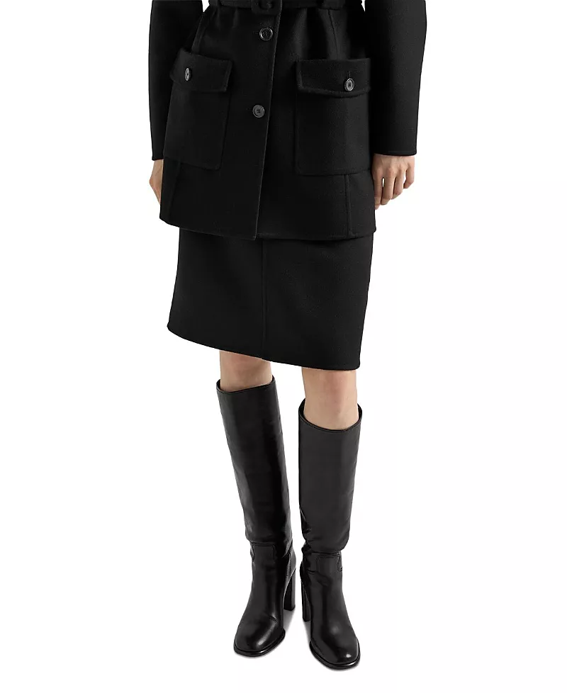 Prada Double Cloth Midi Skirt