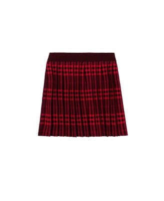 Girls' Pleated Check Cotton Wool Skirt - Little Kid, Big Kid