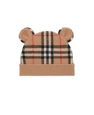  Unisex Check Wool Cashmere Teddy Beanie