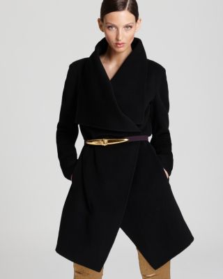 black belted funnel coat