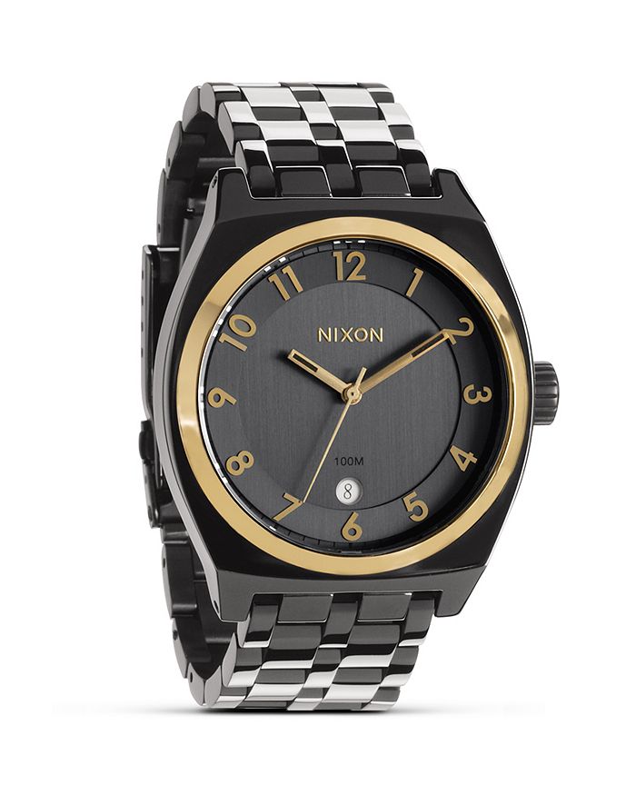 Montre Femme Nixon Monopoly 40mm - Cadran Argent/cristal Champagne, Bracelet Cuir, Neuve