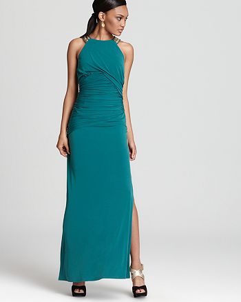 Laundry by Shelli Segal Gown - Beaded Neck Shirred | Bloomingdale's