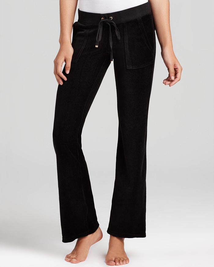 Juicy Couture Women's Side Stripe Velour Sweatpants Black Size Large 