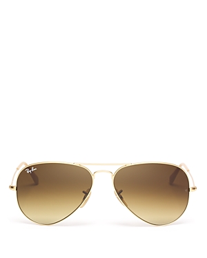 Ray Ban Ray-ban Unisex Original Brow Bar Aviator Sunglasses, 58mm In Matte Gold/brown Gradient