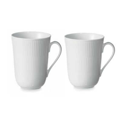 White Fluted Mug, Set of 2