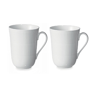 Royal Copenhagen White Fluted Mug, Set of 2
