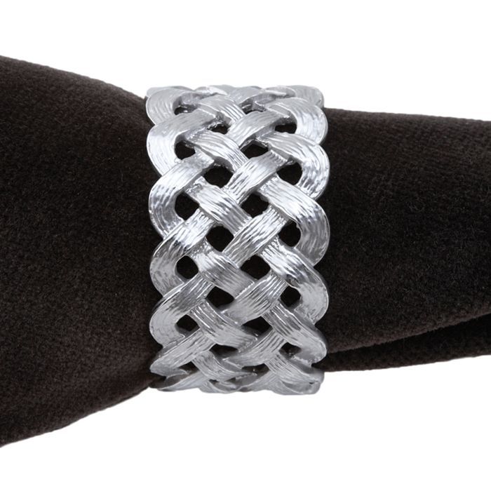 Shop L'objet Matte Braid Napkin Jewel Rings, Set Of 4 In Platinum