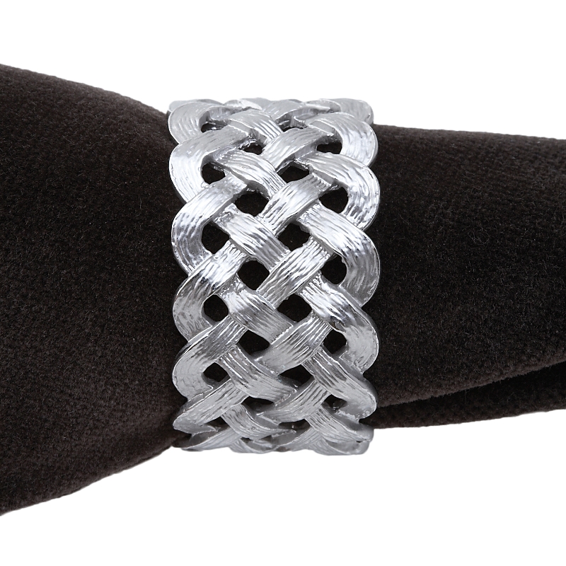 L'objet 4-piece Braided Napkin Ring Set In Platinum