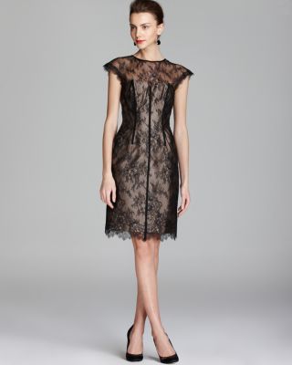 Monique Lhuillier ML Lace Dress - Cap Sleeve | Bloomingdale's