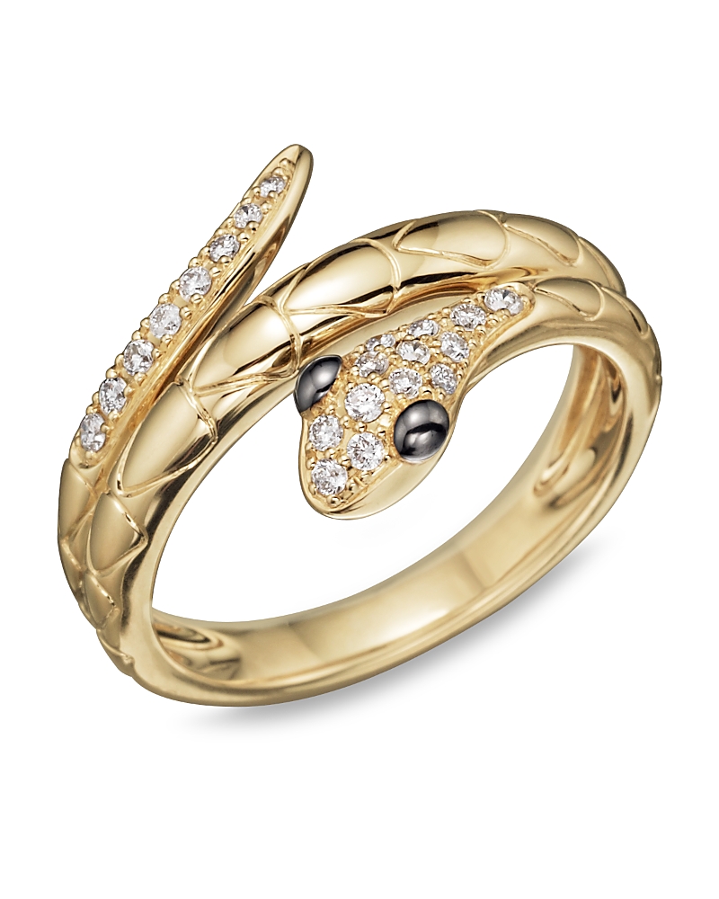 Diamond Snake Ring in 14K Yellow Gold, .15 tcw