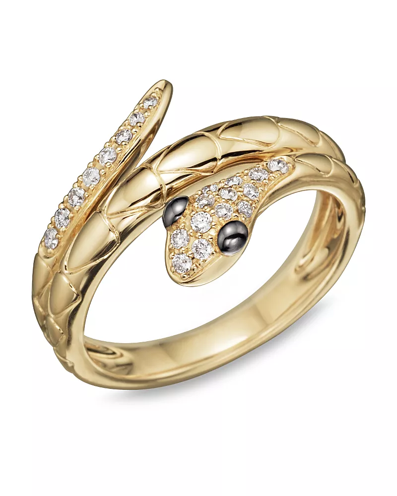 Diamond Snake Ring in 14K Yellow Gold, .15 tcw