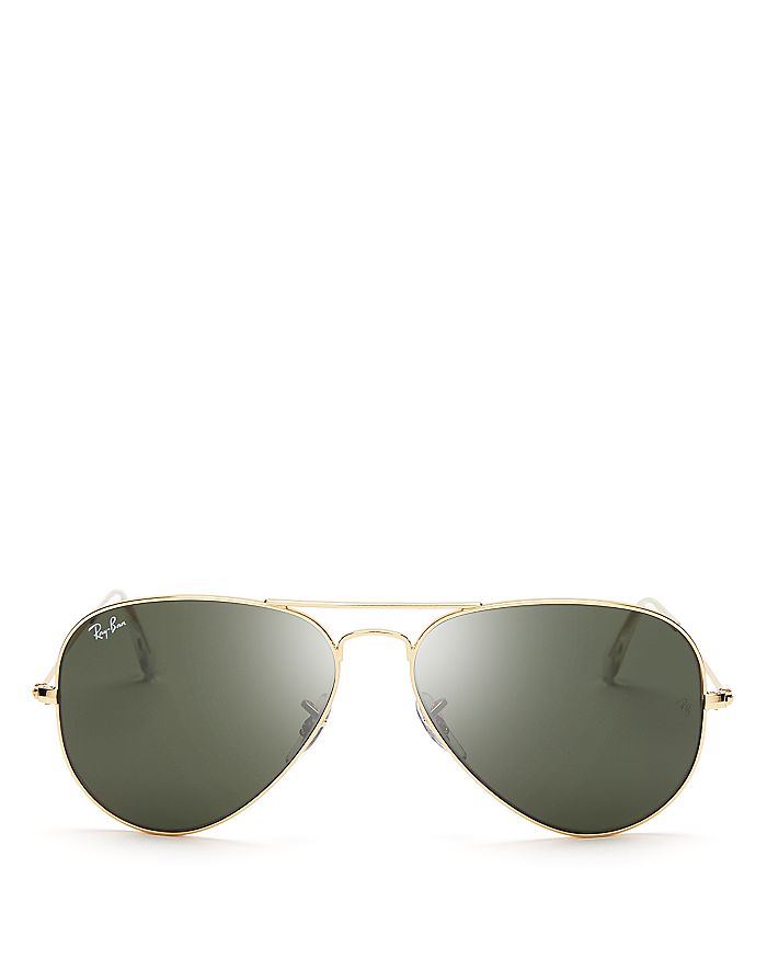 Ray Ban Ray-ban Unisex Original Brow Bar Aviator Sunglasses, 62mm In Gold/dark Green Solid