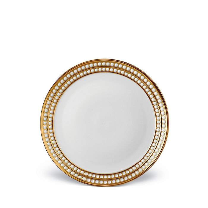 Shop L'objet Perlee Gold Dinner Plate In Gold And White