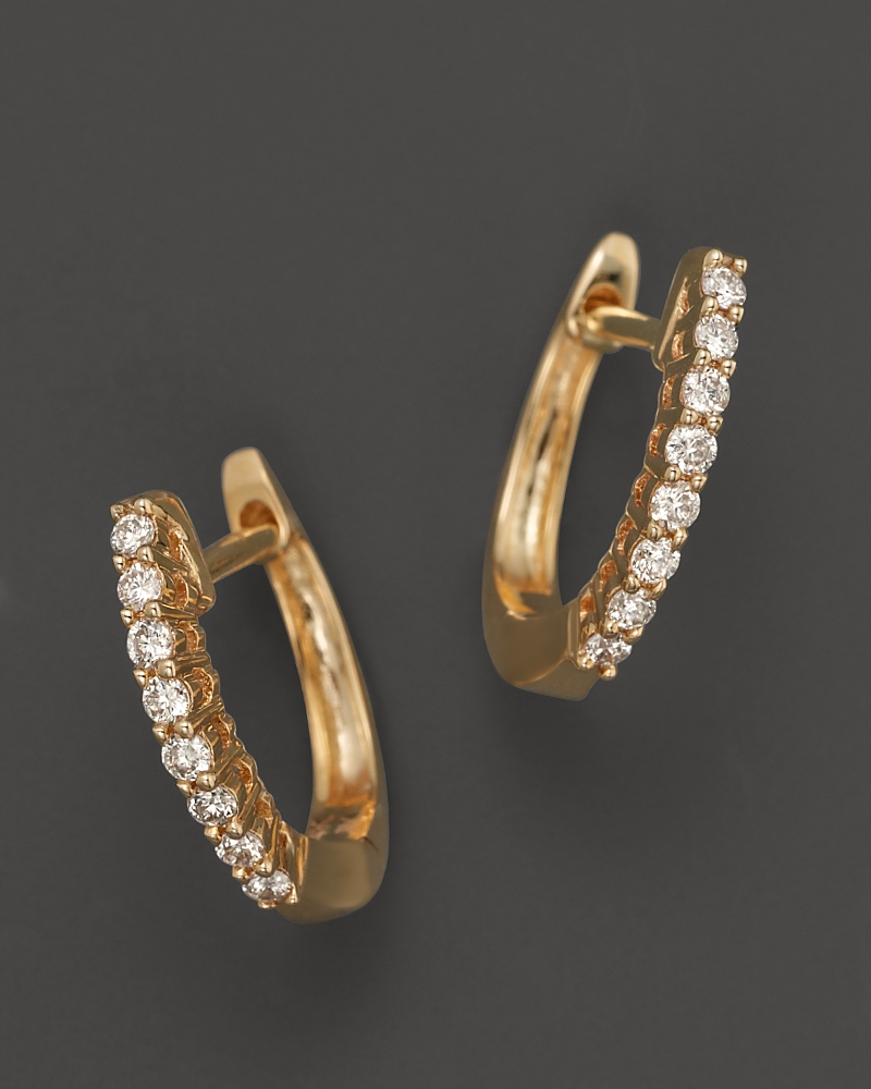 Diamond Huggie Hoop Earrings in 14K Yellow Gold, 0.15 tcw