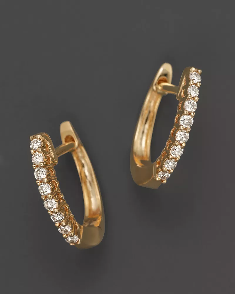 Diamond Huggie Hoop Earrings in 14K Yellow Gold, 0.15 tcw