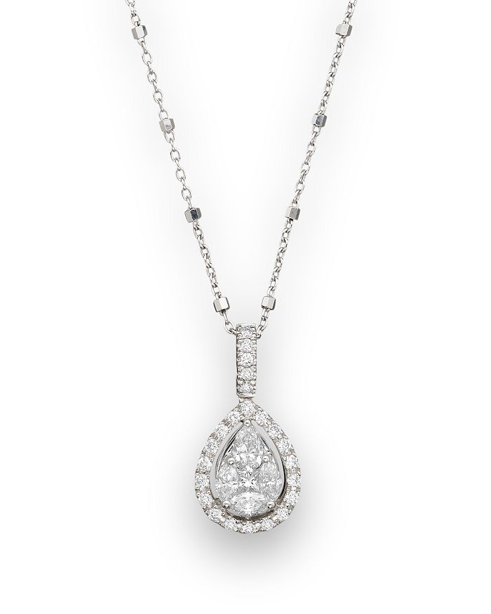Bloomingdale's Diamond Fancy Cut Teardrop Pendant Necklace, 0.65 Ct. T.w. - 100% Exclusive In White Gold/white Diamonds